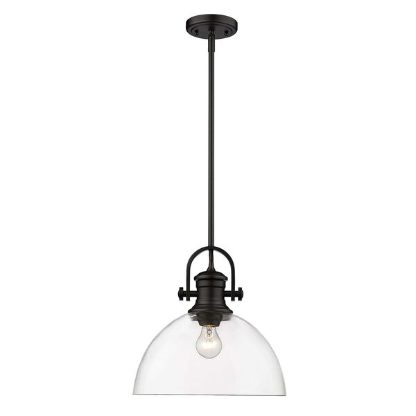 Hines Matte Black One-Light Pendant with Clear Glass, image 2
